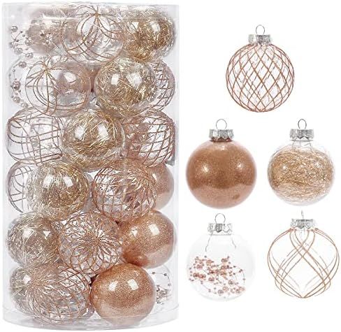 2.36" Clear Christmas Ball Ornaments, 30 pcs Clear Christmas Ornaments Decorations for Christmas ... | Amazon (US)