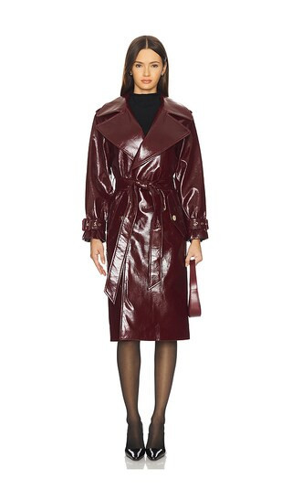 Alice + Olivia Nevada Vegan Leather Trench Coat in Red. - size L | Revolve Clothing (Global)
