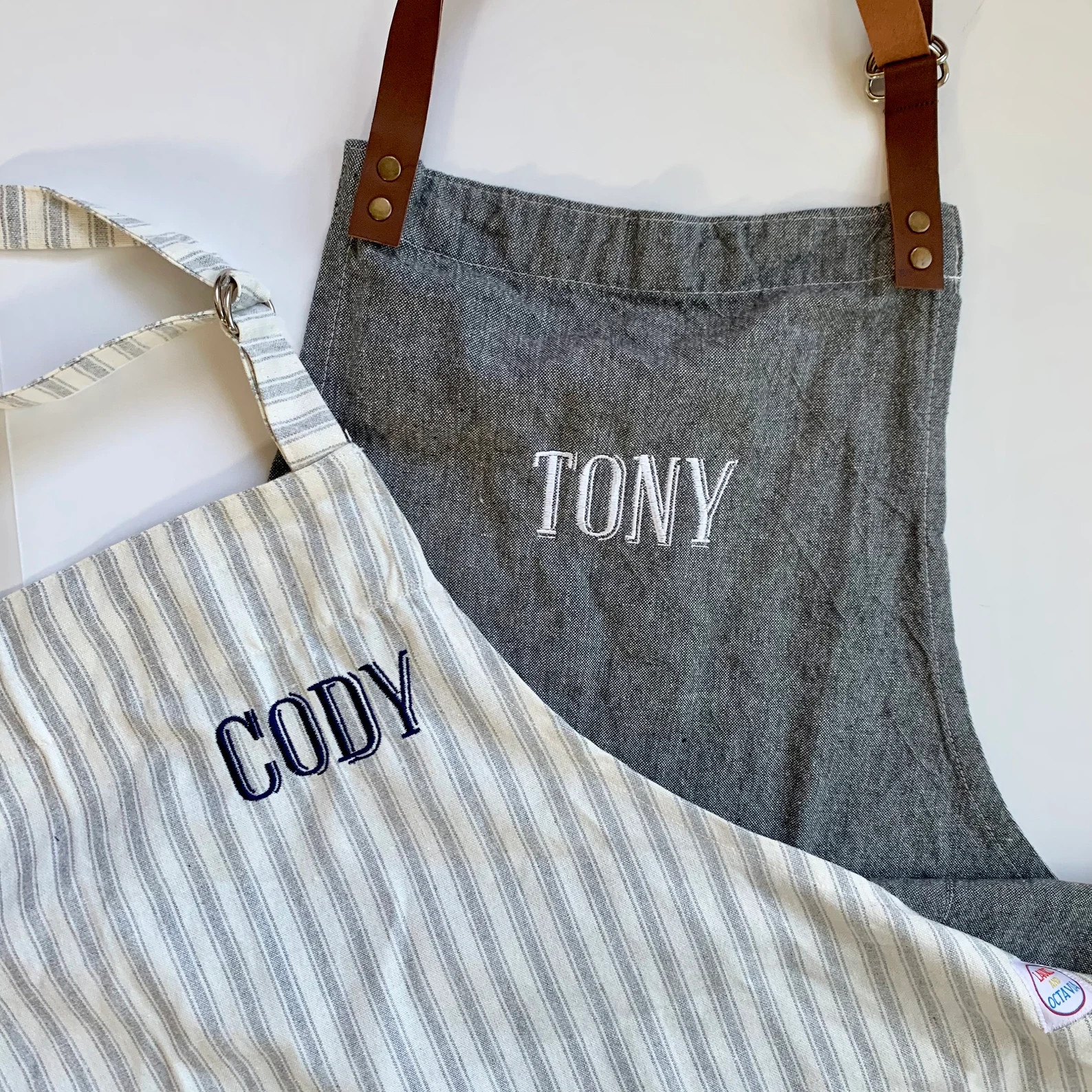 Embroidered Apron With Leather Strap, Personalized Cooking Apron, Gift for Dad - Etsy | Etsy (Global)