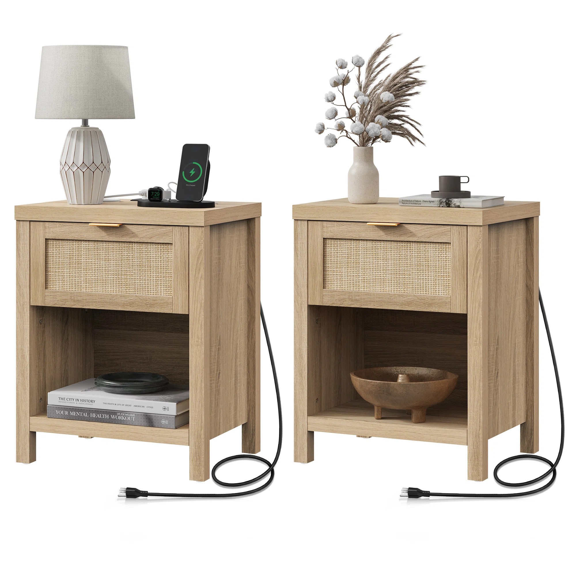 Chada 19.7'' W Nightstand (Set of 2) | Wayfair North America