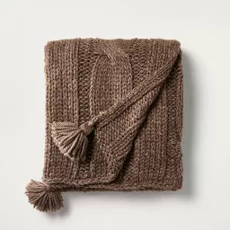 50"x60" Cable Knit Throw Blanket Brown - Hearth & Hand\u2122 with Magnolia | Target