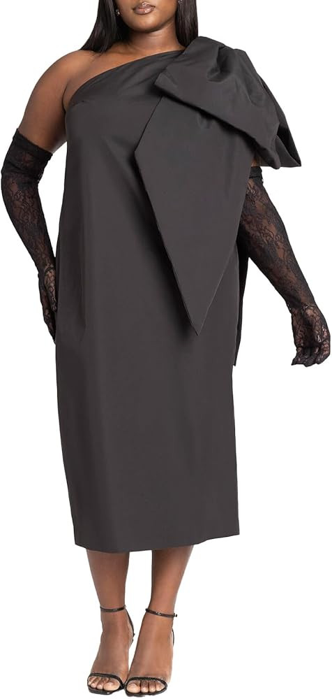 ELOQUII Women's Plus Size One Shoulder Bow Column Dress | Amazon (US)