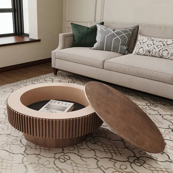 Solid Wood Veneered Modern Coffee Table with Storage - Bed Bath & Beyond - 42809556 | Bed Bath & Beyond