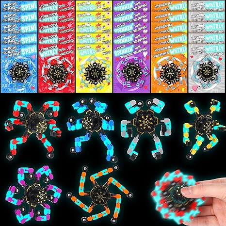 ShinyRelief 24 Pack Valentines Day Cards with Fidget Spinners Glow in The Dark Class Valentine's ... | Amazon (US)