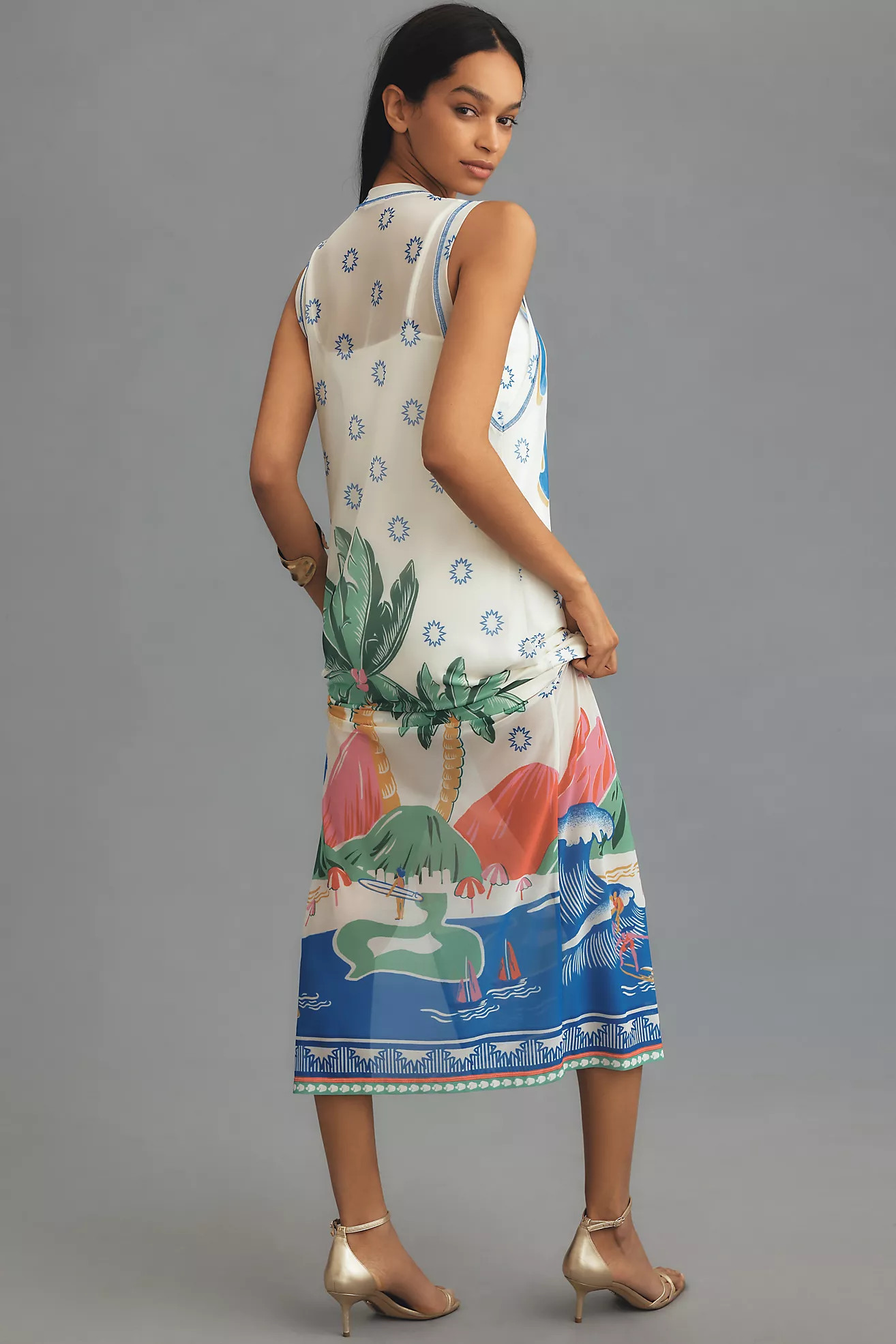 Farm Rio Graphic Mesh Midi Dress | Anthropologie (US)