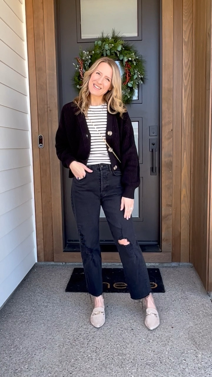 This striped tank, distressed Agolde jeans, Steve Madden slides and H&M cardigan makes a great everyday look. 

#LTKunder50 #LTKstyletip #LTKsalealert