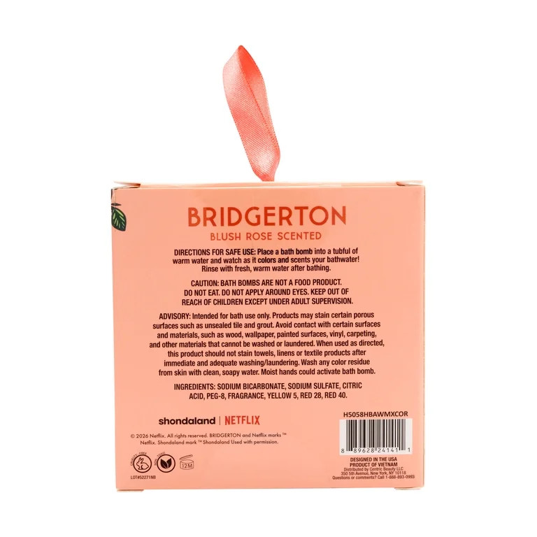 Bridgerton Bath Bomb, Coral, Blush Rose Scented, 110g | Walmart (US)