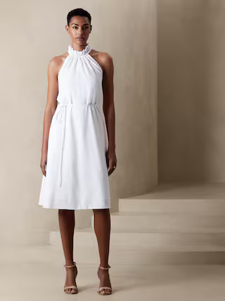 Linen-Blend Knee-Length Dress | Banana Republic Factory