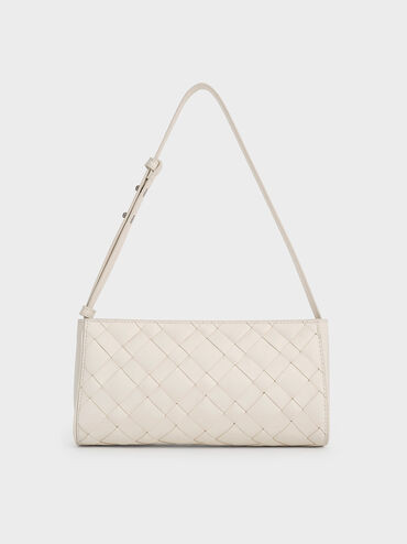 Ivette Woven Elongated Shoulder Bag
    
         - Cream | Charles & Keith US