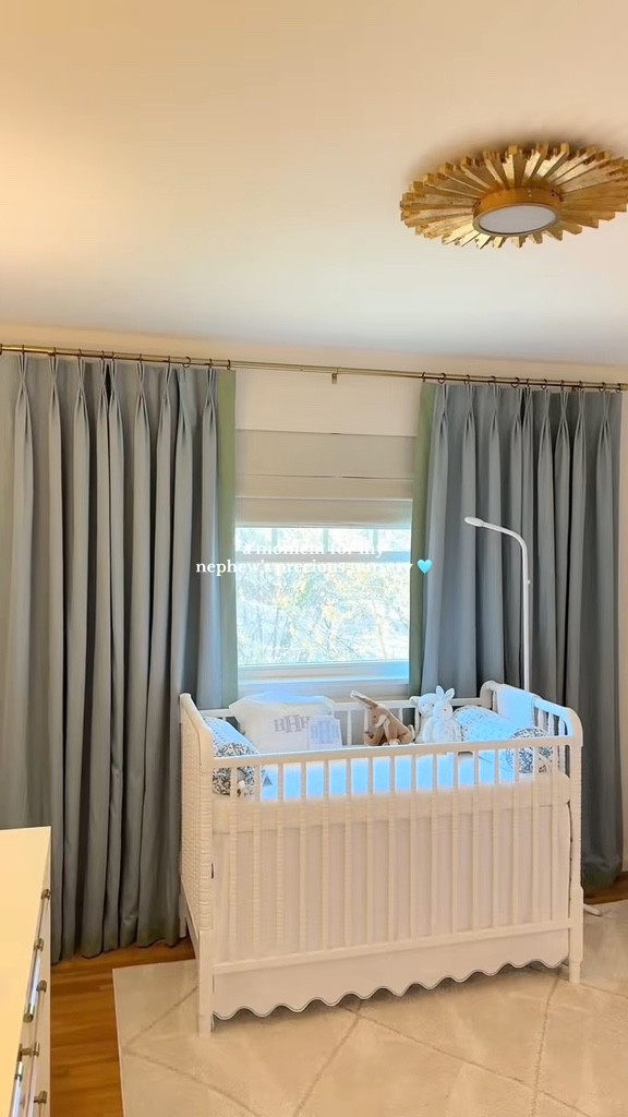 my nephews nursery details! 🩵🧸 
the crib skirt is link— it was made extra long to hit the floor for when the mattress is raised! 

#LTKHome