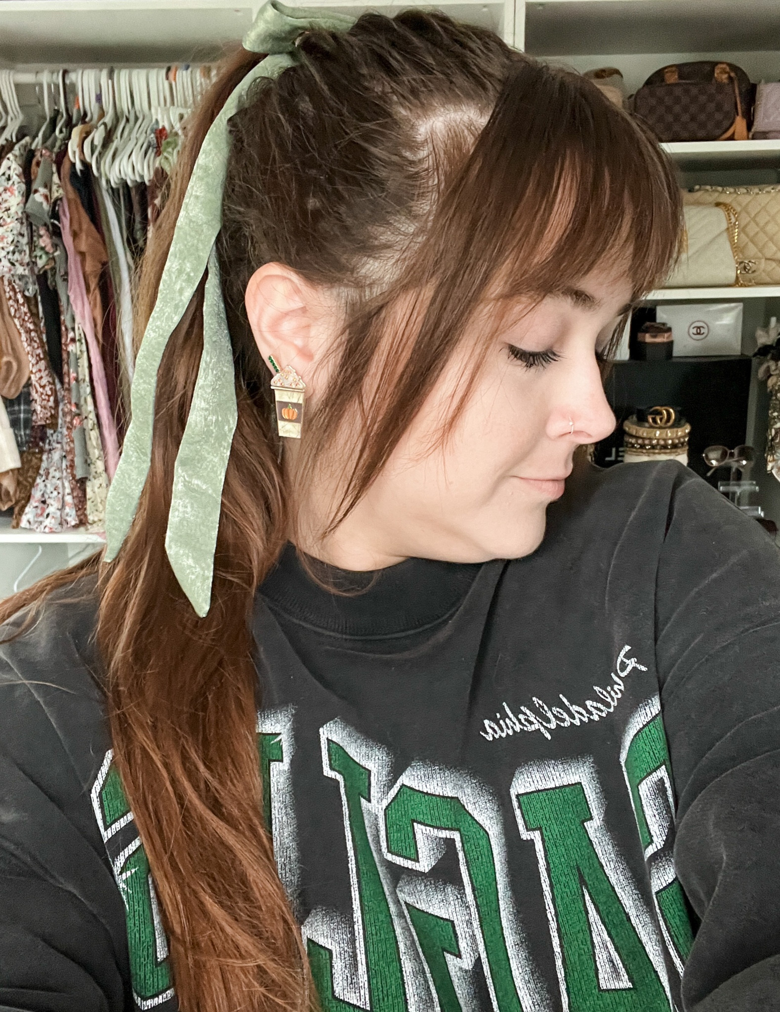 Todays game day outfit! A hair bow, Abercrombie nfl sweatshirt; and a pumpkin latte earrings!!

#LTKU #LTKmidsize #LTKSeasonal #LTKfindsunder50 #LTKfindsunder100 #LTKFind #LTKstyletip #LTKsalealert