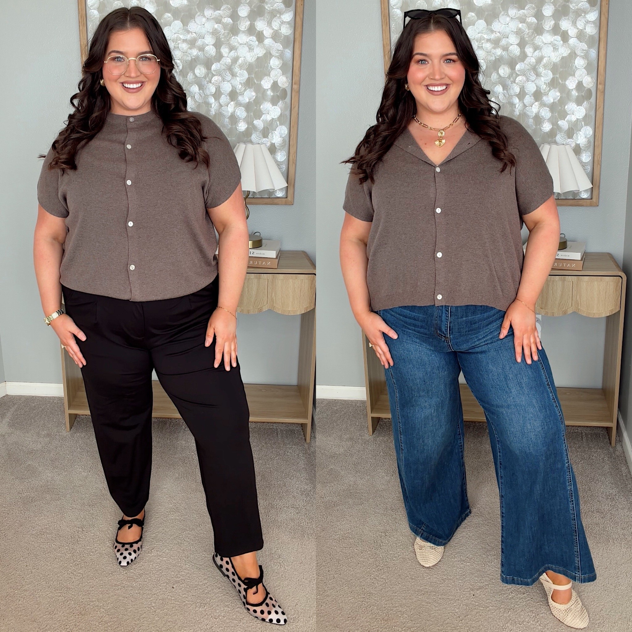 Amazon curvy casual outfits ☕️💻👜 Work to weekend style for chic office approved looks to easy everyday outfits for the everyday mom on the go. Wearing a size XXL in everything! Wool blend button tank, crochet cardigan, wide leg denim, batwing sweater top + wrinkle free work trousers 🙌🏼

#LTKootd #LTKWorkwear #LTKPlusSize