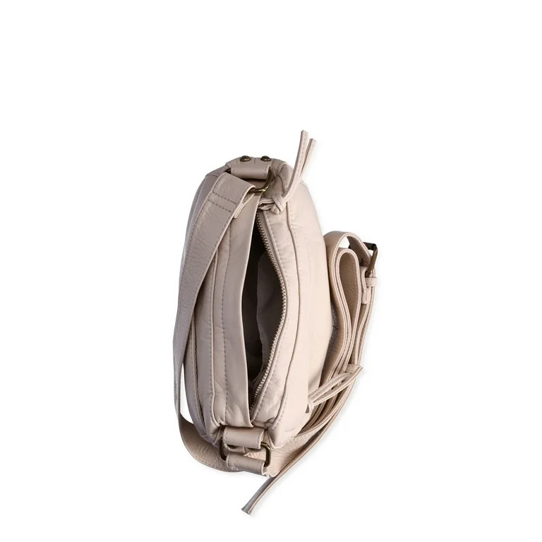 No Boundaries Hudson Women's Crossbody Bag Beige Pebble - Walmart.com | Walmart (US)