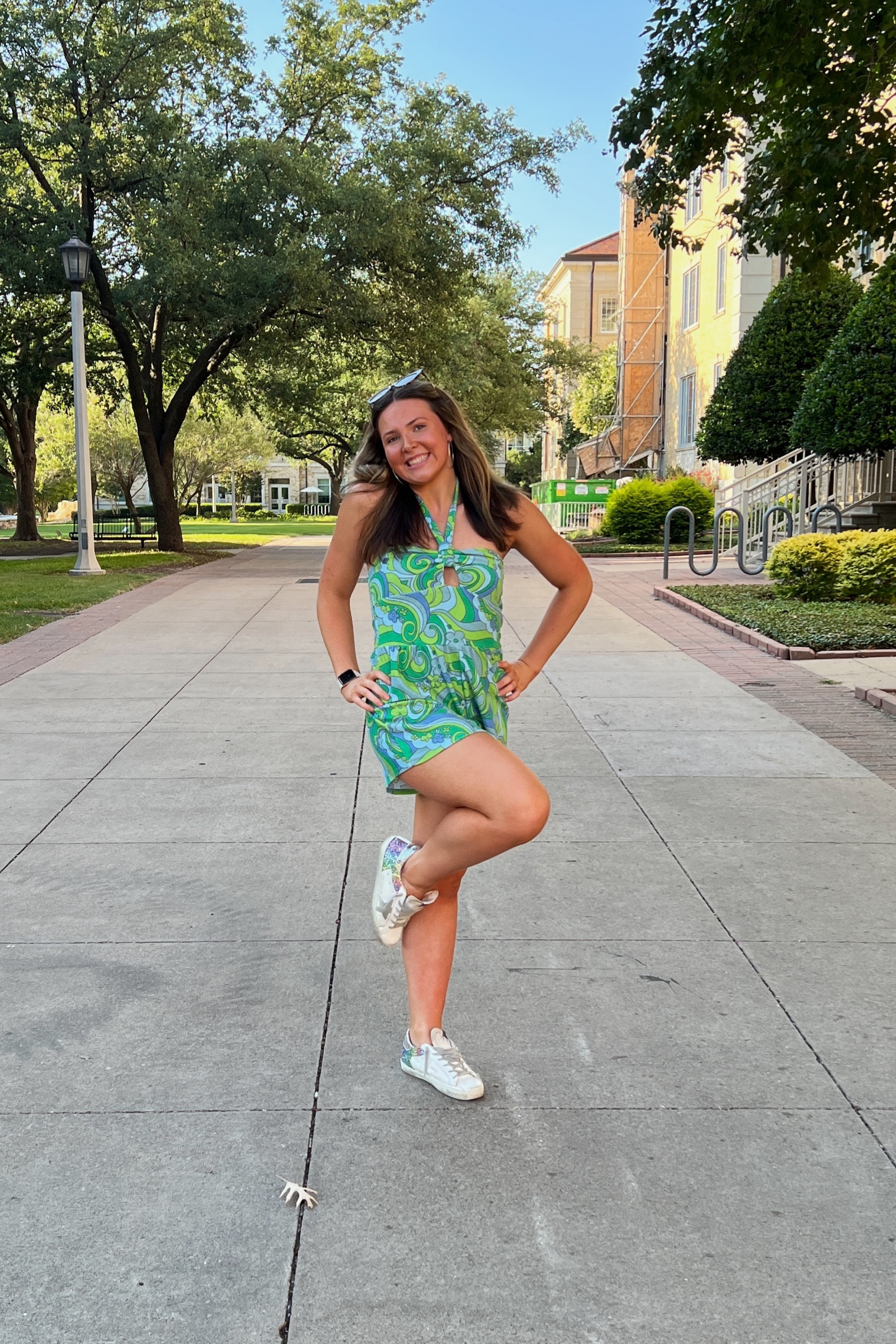 Walking around TCU! The best romper! 

#LTKstyletip