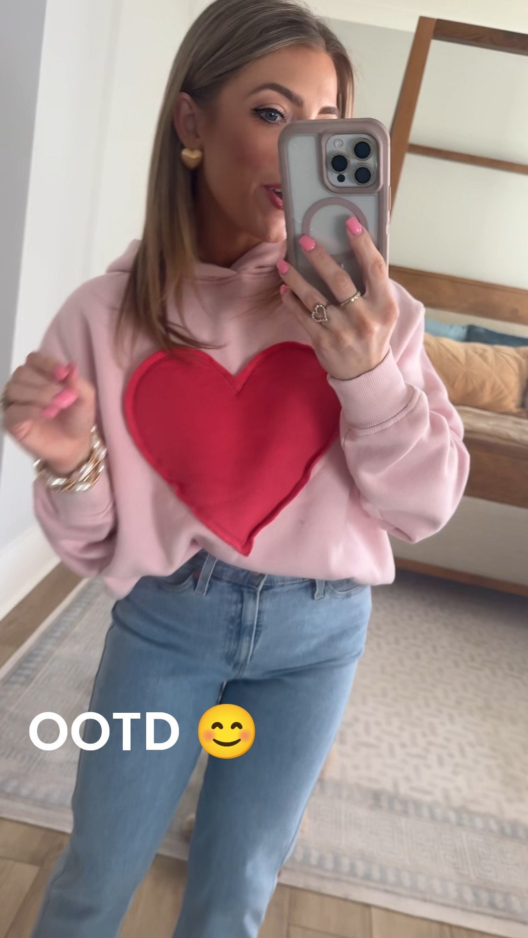 Today’s OOTD = comfy, cute, and totally affordable ❤️
This sweet Target heart hoodie is giving all the cozy Valentine vibes and pairs perfectly with my go-to Walmart straight-leg jeans and everyday Walmart sneakers. The soft pink + bold heart detail makes this outfit feel fun but still easy for real life — think school drop-off, errands, coffee runs, or casual weekend plans.

I love mixing Target style finds with Walmart fashion basics to create outfits that look elevated but stay budget-friendly. This combo is such a good example of how you can build a cute, wearable look with pieces you’ll reach for on repeat.

If you’re searching for a cute Valentine outfit idea, a casual heart sweatshirt look, or an affordable everyday outfit, this one is a win 💘

#ootd #valentinesoutfit #hearthoodie #targetstyle #targetfinds #walmartfashion #walmartjeans #walmartsneakers #casualoutfitideas #everydayoutfit #affordablefashion #budgetfriendlystyle #momstyle #weekendoutfit #schooldropoffstyle #pinkoutfit #cozychic #ltkstyle #ltkfashion #reallifeoutfit