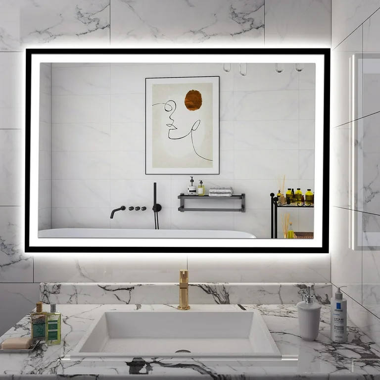 Chery Industrial LED Bathroom Mirror 48''x 32'', 3 Colors Dimmable Vanity Mirror with Lights, Bac... | Walmart (US)