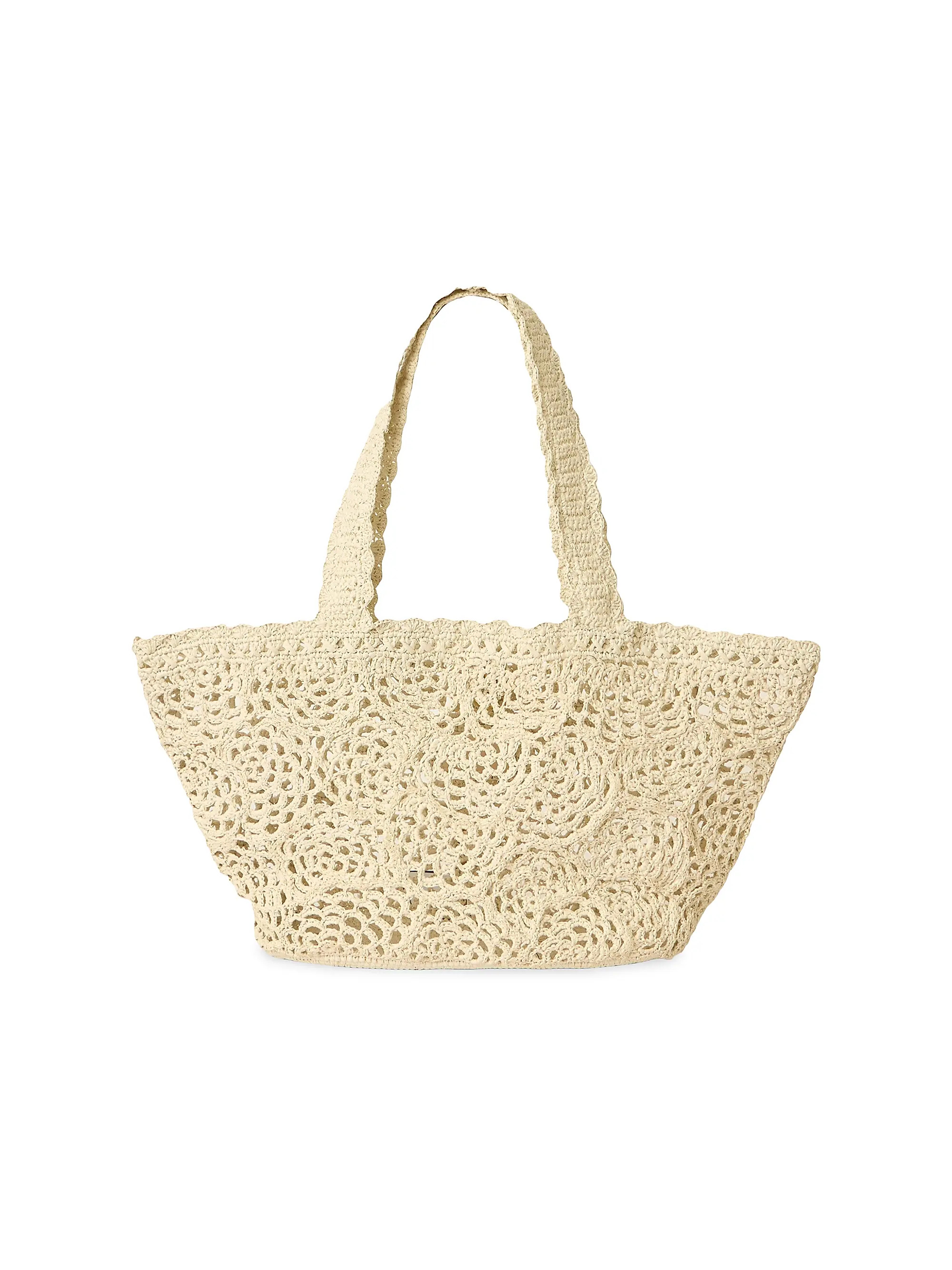 BTB Los Angeles Lacera Raffia Tote Bag | Saks Fifth Avenue | Saks Fifth Avenue