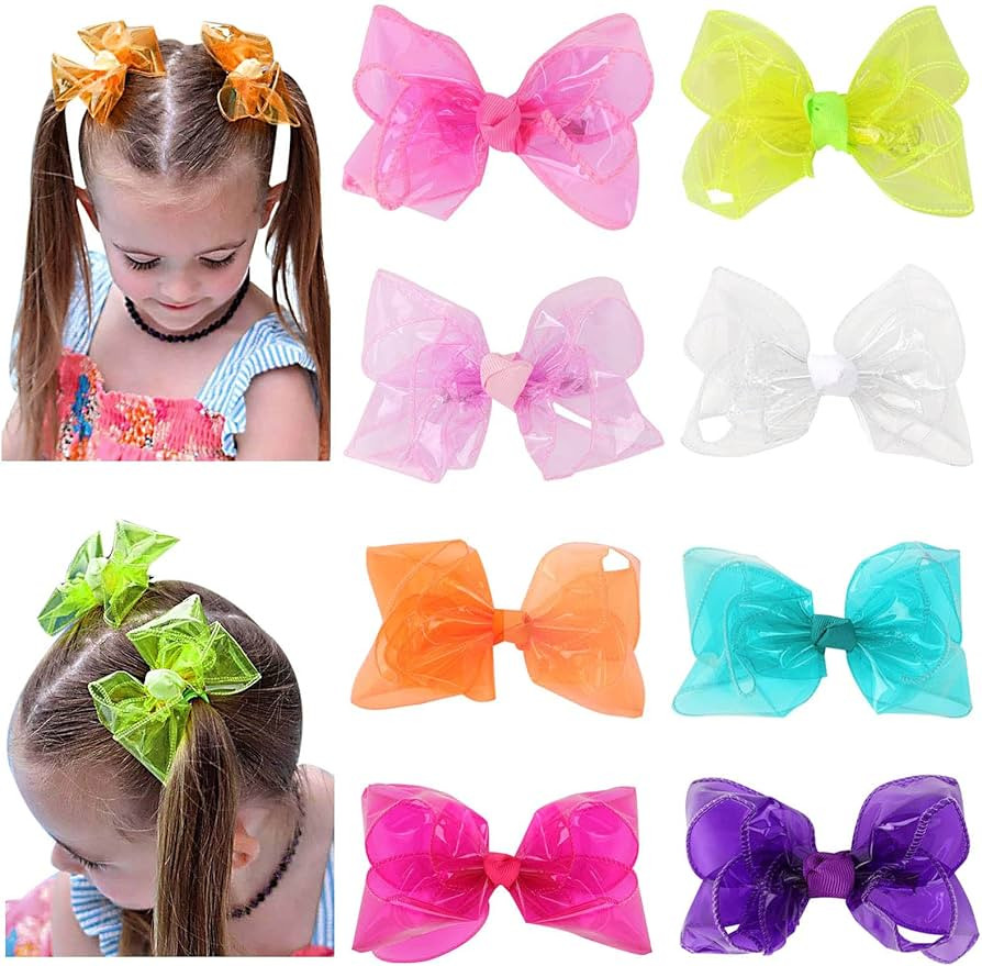 Waterproof Jelly Hair Bows, Multi-colored PVC Summer Swim Pool Bow Clips Transparent Hair Accesso... | Amazon (US)