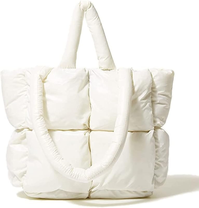 Women Large Quilted Puffer Tote Bag Soft Padded Down Winter Handbag Space Totes Puffer Shoulder B... | Amazon (US)