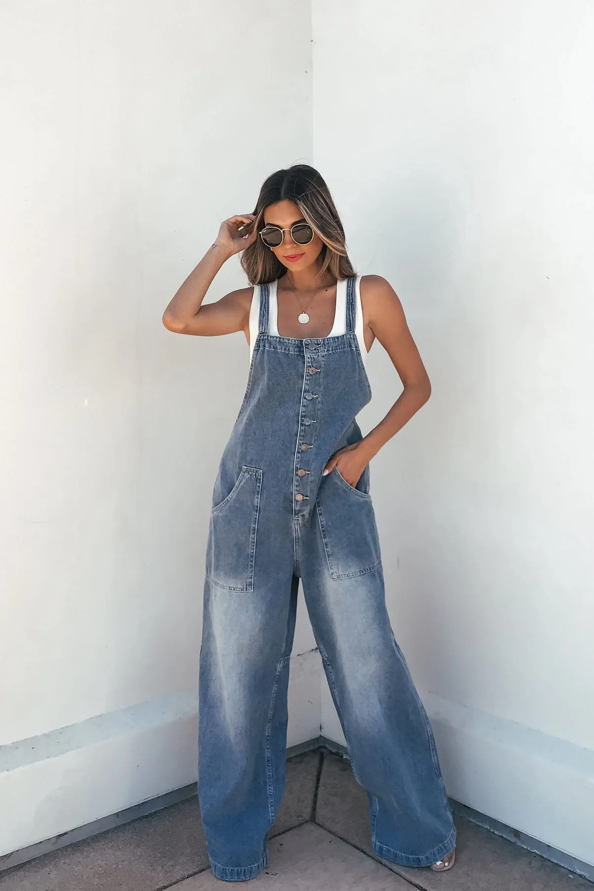 Georgia Wide Leg Denim Overalls | Magnolia Boutique