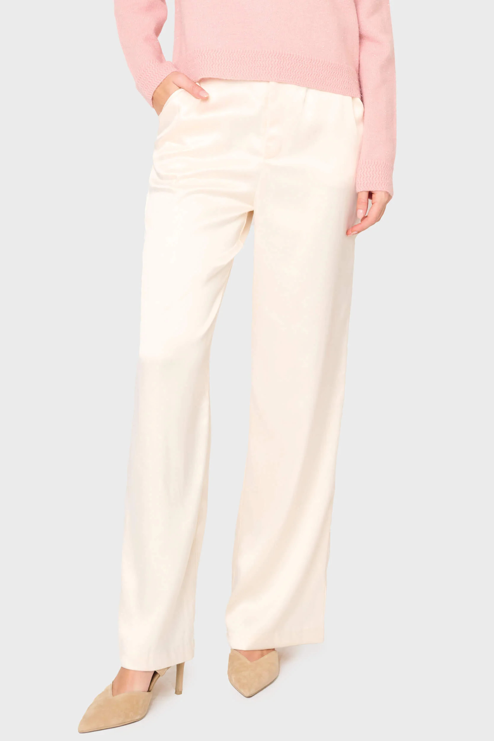 Stovepipe Satin Trouser | Ivory Dress Pant | Gibson