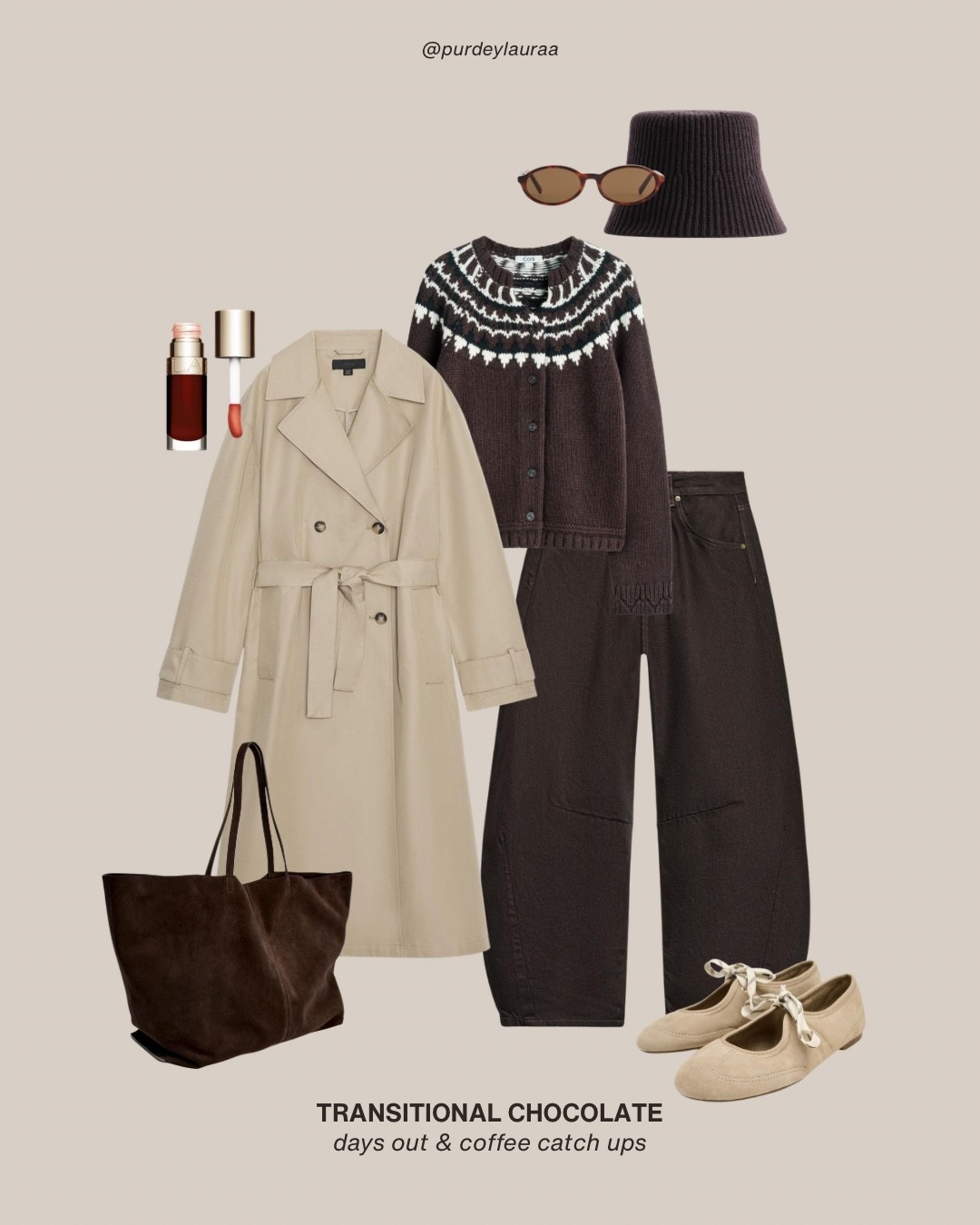 Transitional autumn outfit - chocolate brown outfit idea - Zara , H&M , COS - trench coat, winter hats, suede bag 

#LTKautumn #LTKuk #LTKeurope