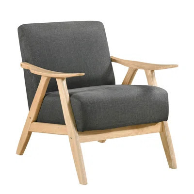 Comfortable Dark Gray Accent Chair, Solid Wood Frame With Textured Fabric Construction, Armrest Feature | Wayfair North America