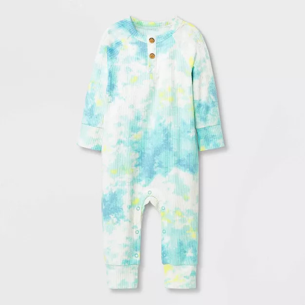 Baby Boys' Tie-Dye Rib Henley Romper - Cat & Jack™ Green | Target