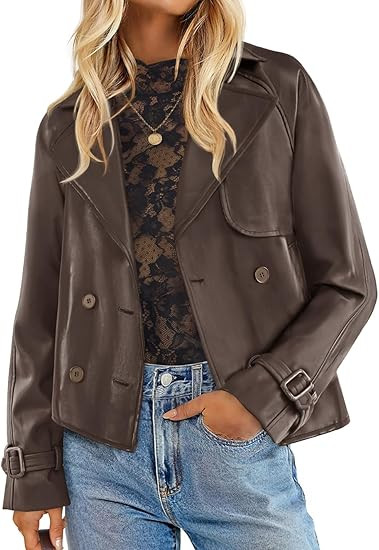 ZESICA Women's Faux Leather Jackets Oversized Fall Fashion Button Motorcycle Coats Outwear 2025 W... | Amazon (US)
