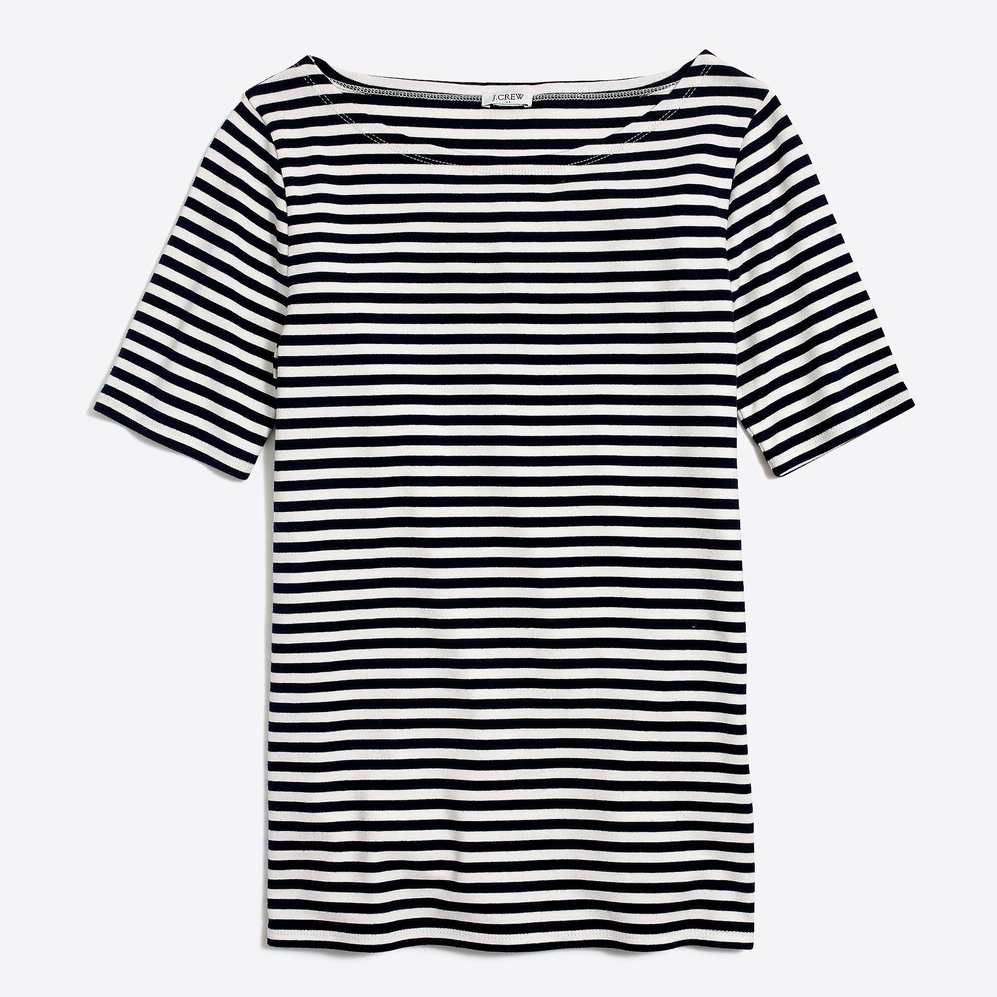 Striped perfect-fit open-neck T-shirt | J.Crew Factory