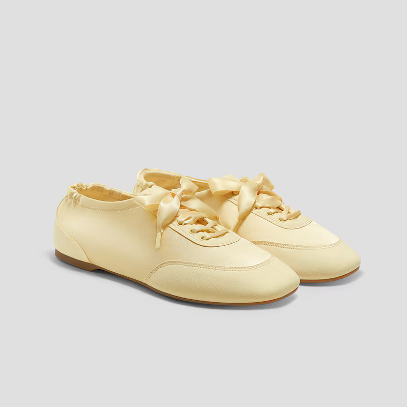 Square-Toe Lace-Up Satin Sneakerina (Cristina) | VIVAIA