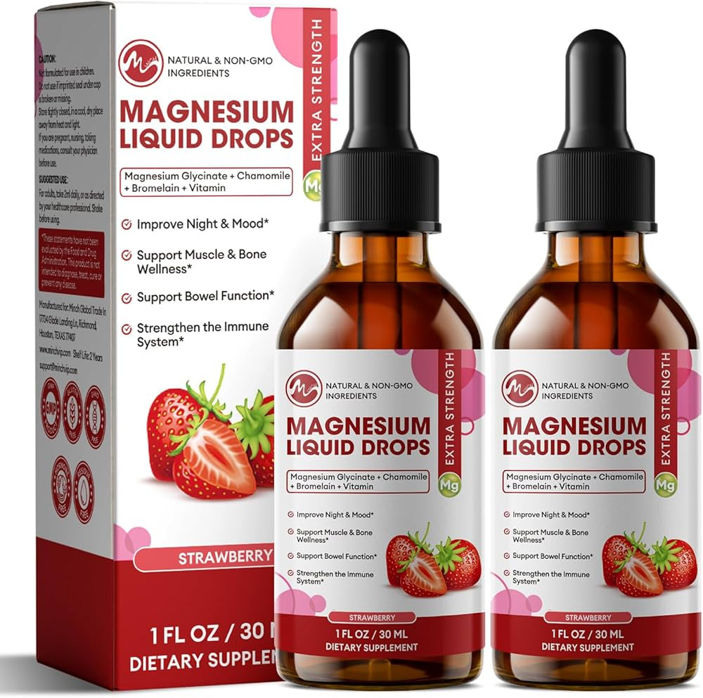 M inch Magnesium Glycinate Liquid, High Absorption Magnesium Liquid Drops with Chamomile, Hawthor... | Amazon (US)