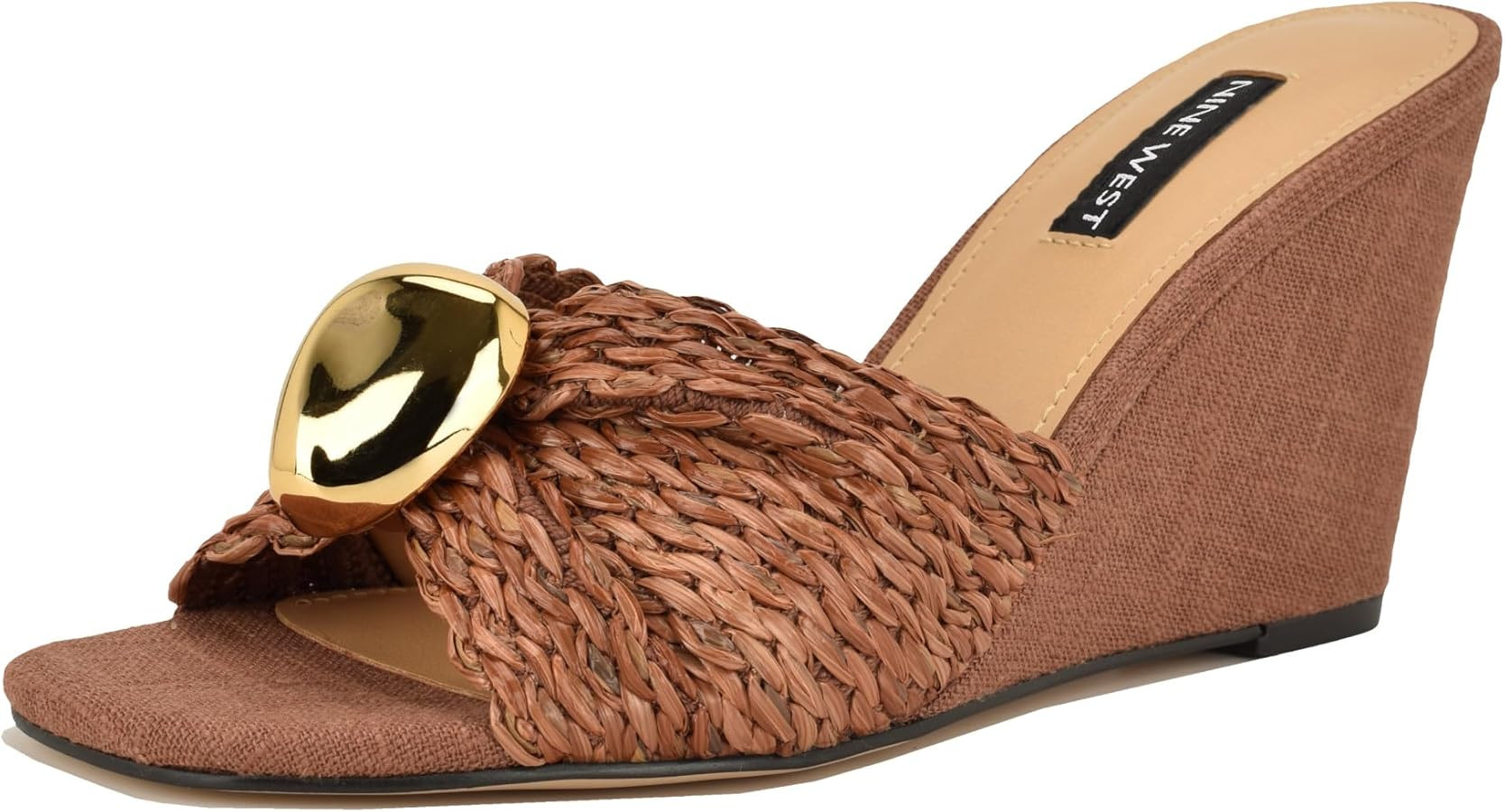 Amazon.com | Nine West Women's Nessla Wedge Sandal, Cream/Denim 420, 7 | Platforms & Wedges | Amazon (US)