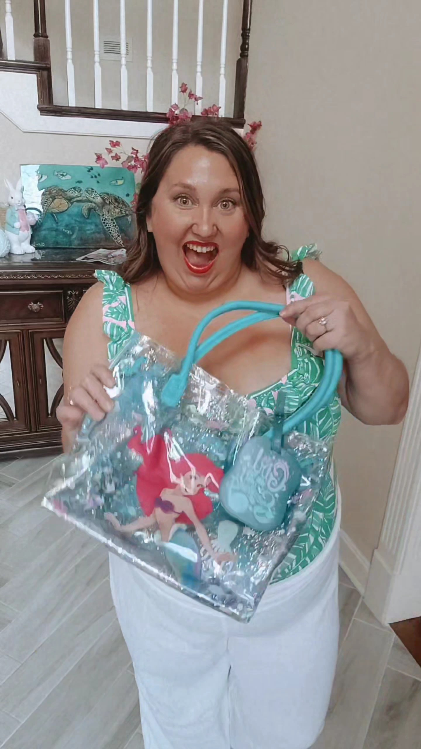 Lilly Pulitzer swim I snagged for my disney trip. I am wearing size XL pants and a 16 swimsuit. #livinglargeinlilly #splashofpink #lillypulitzer #resort365 

the swimsuit I have been asked to make notes on the fit: This is a size 16 and I usually cannot even squeeze into a size 16. So there is that. Bc I have a stomach that also takes up “material” so I did have to keep pulling the front up. The legs are also not “full coverage” so with my mom belly I have to be careful pulling up to make sure the bottom is not coming out. This is really only a suit I would be comfortable wearing at my own home and not anywhere in public. Those are my opinions on this as a plus size person. Lilly swimsuits are not really functional for people who have a “mom pooch” , larger chest, booty, or stomach. I feel like Lilly swimsuits are for a Lilly size 10 and down (which is a street size 8 and down haha) 

#LTKtravel #LTKswim #LTKplussize