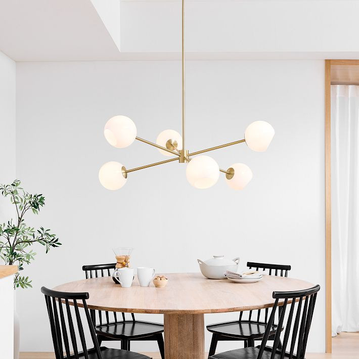 Staggered Glass 6-Light Chandelier (37") - Milk | West Elm (US)