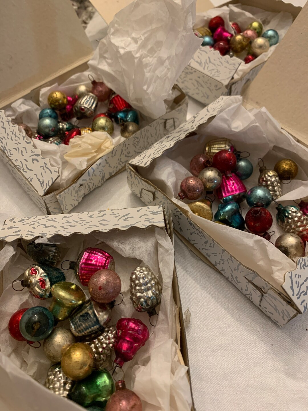 Antique Mini Mercury Glass Figural Bulbs Feather Tree Ornaments | Etsy (US)