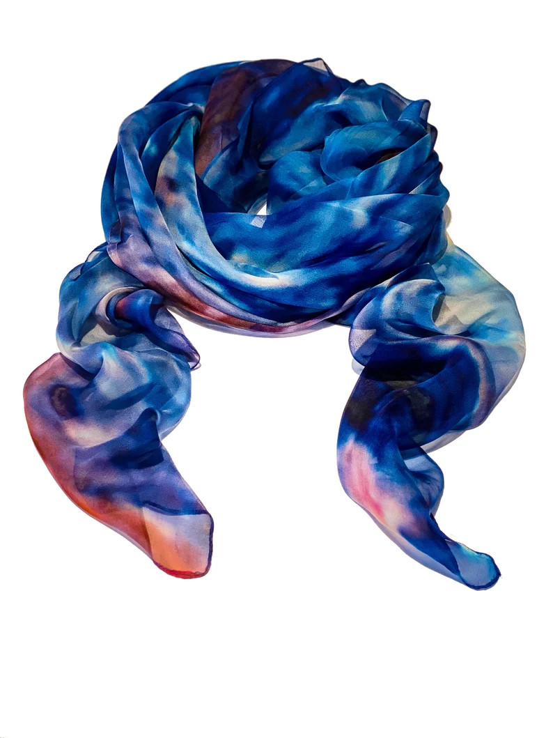 Sapphire Design Extra Large Silk Scarf | Etsy | Etsy (US)