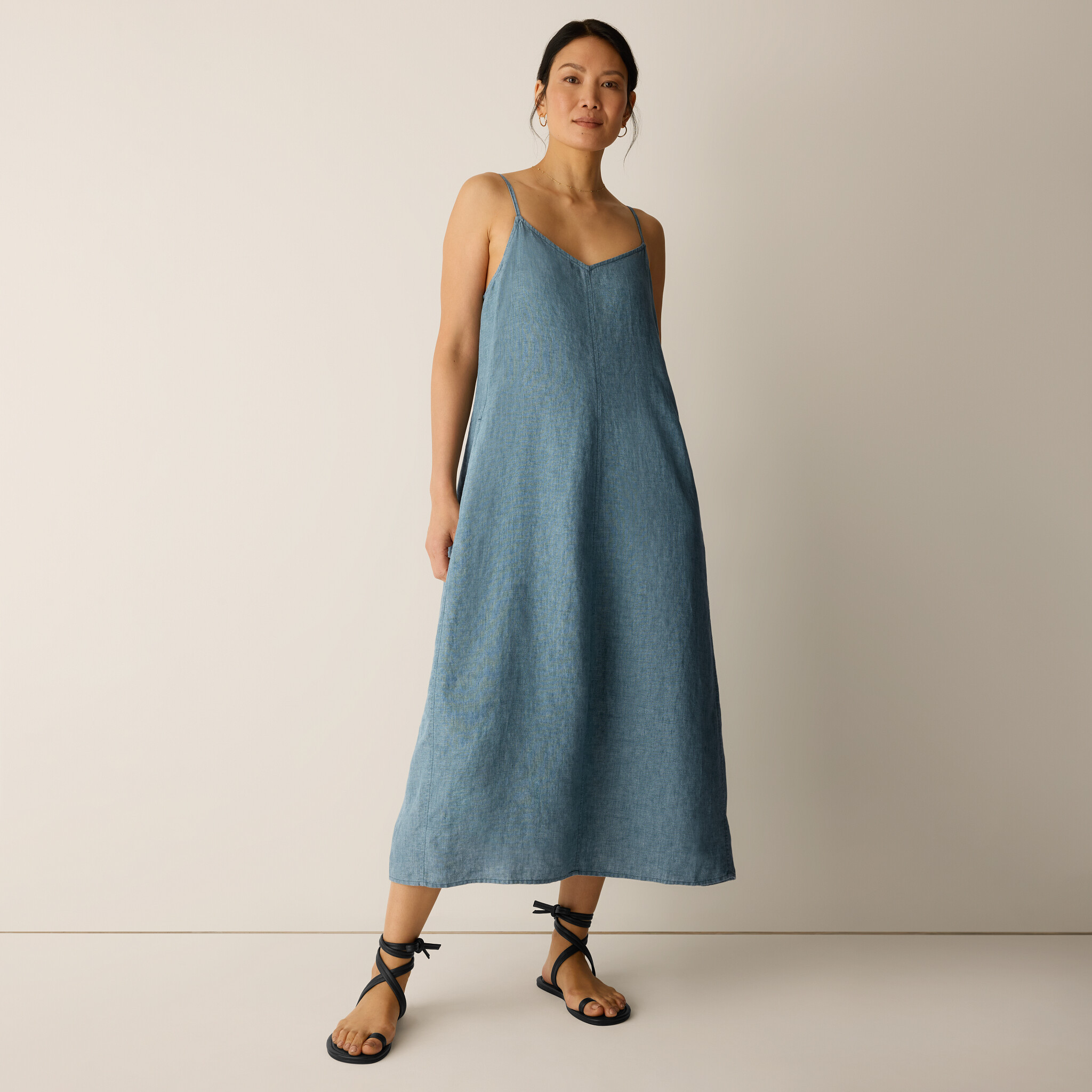 Washed Organic Linen Délavé Lantern Dress | Eileen Fisher