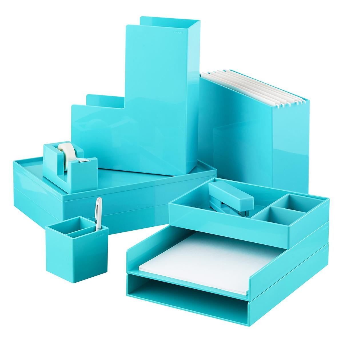 Poppin Stapler Aqua | The Container Store