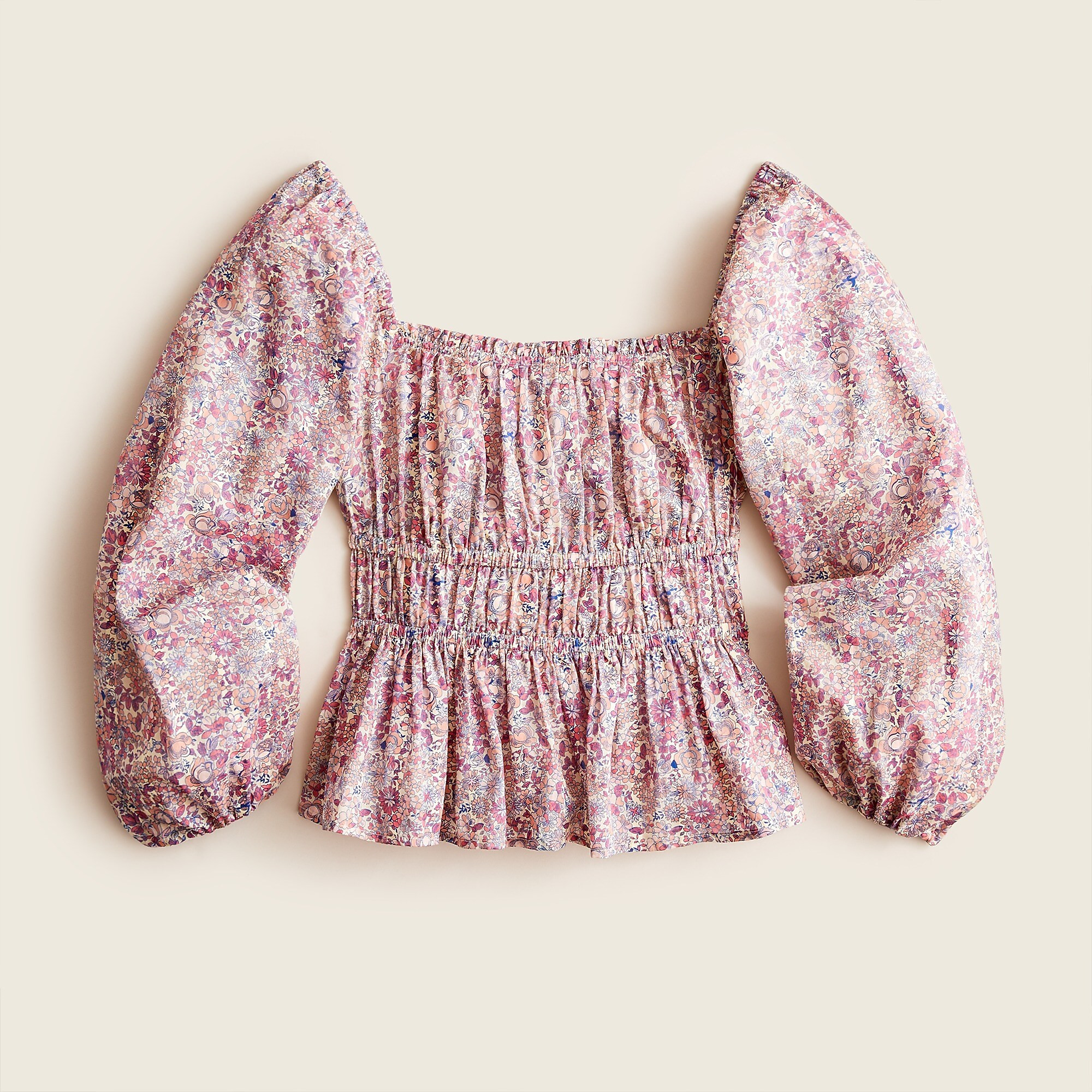 Puff-sleeve textured cotton top in blooming floral | J. Crew US