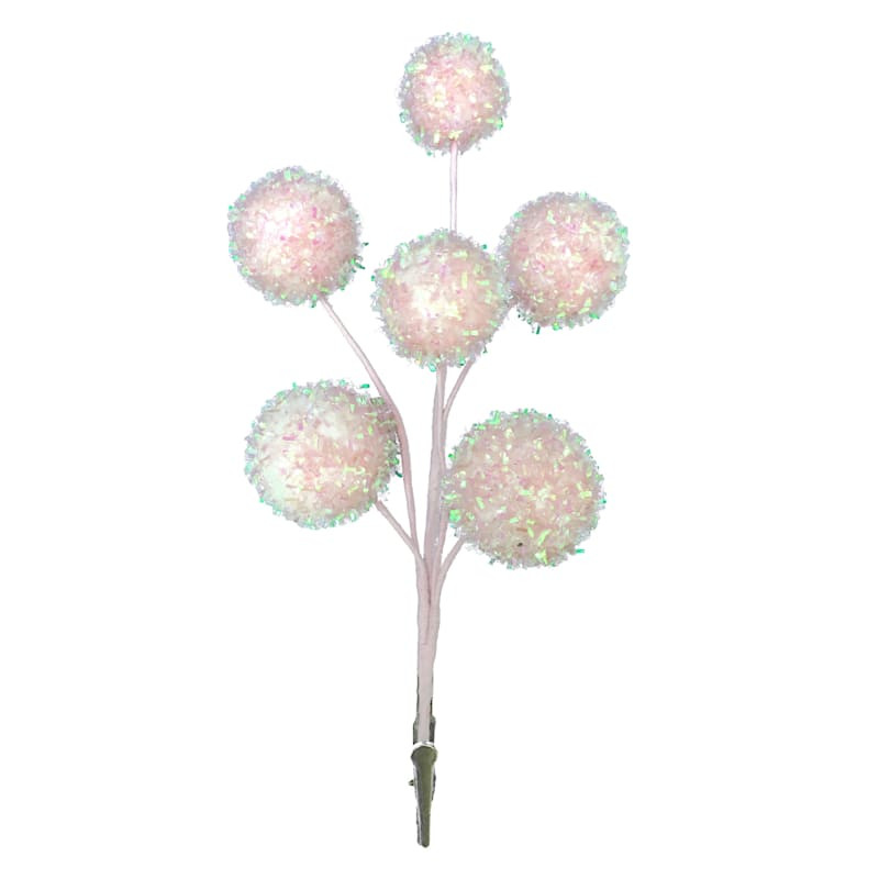 Mrs. Claus' Bakery Pink Tinsel Pom Pom Clip Ornament, 9" | At Home