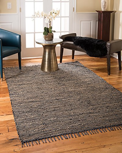 NaturalAreaRugs Maven Collection Leather Jute Area Rug, Handmade, 50% Leather, 40% Jute and 10% Cott | Amazon (US)
