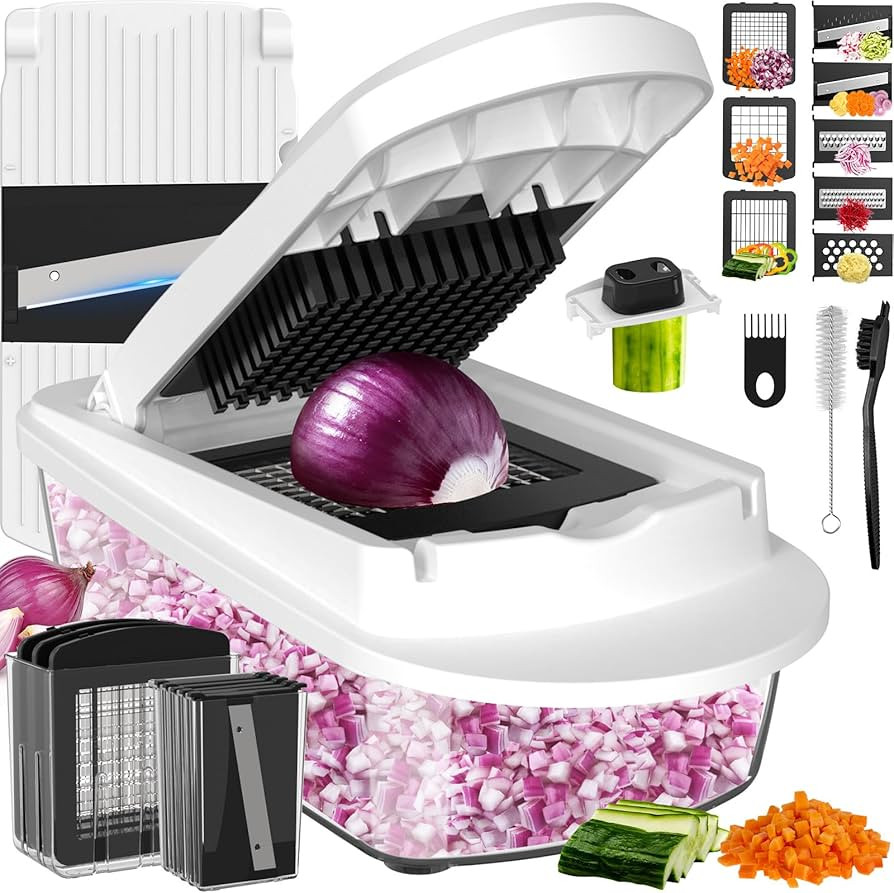 8 Blade All-in-1 Vegetable Chopper Mandoline Slicer with Container, Food Chopper, Onion Chopper, ... | Amazon (US)