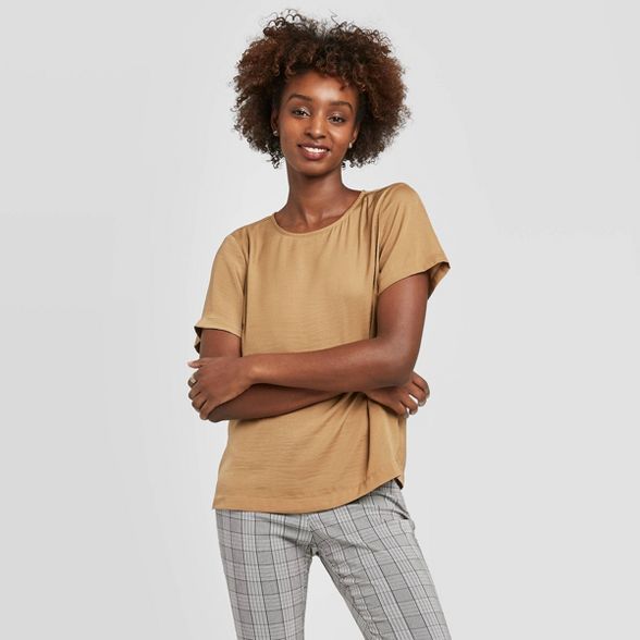Target/Women/Women's Clothing/Tees & Tanks‎Women's Short Sleeve Round Neck Satin T-Shirt - A Ne... | Target