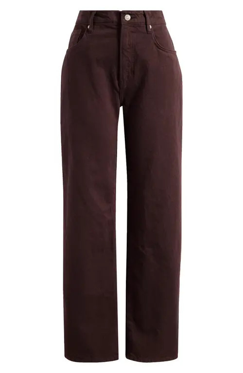 Reformation Val Baggy Distressed Straight Leg Jeans in Mole at Nordstrom, Size 24 | Nordstrom