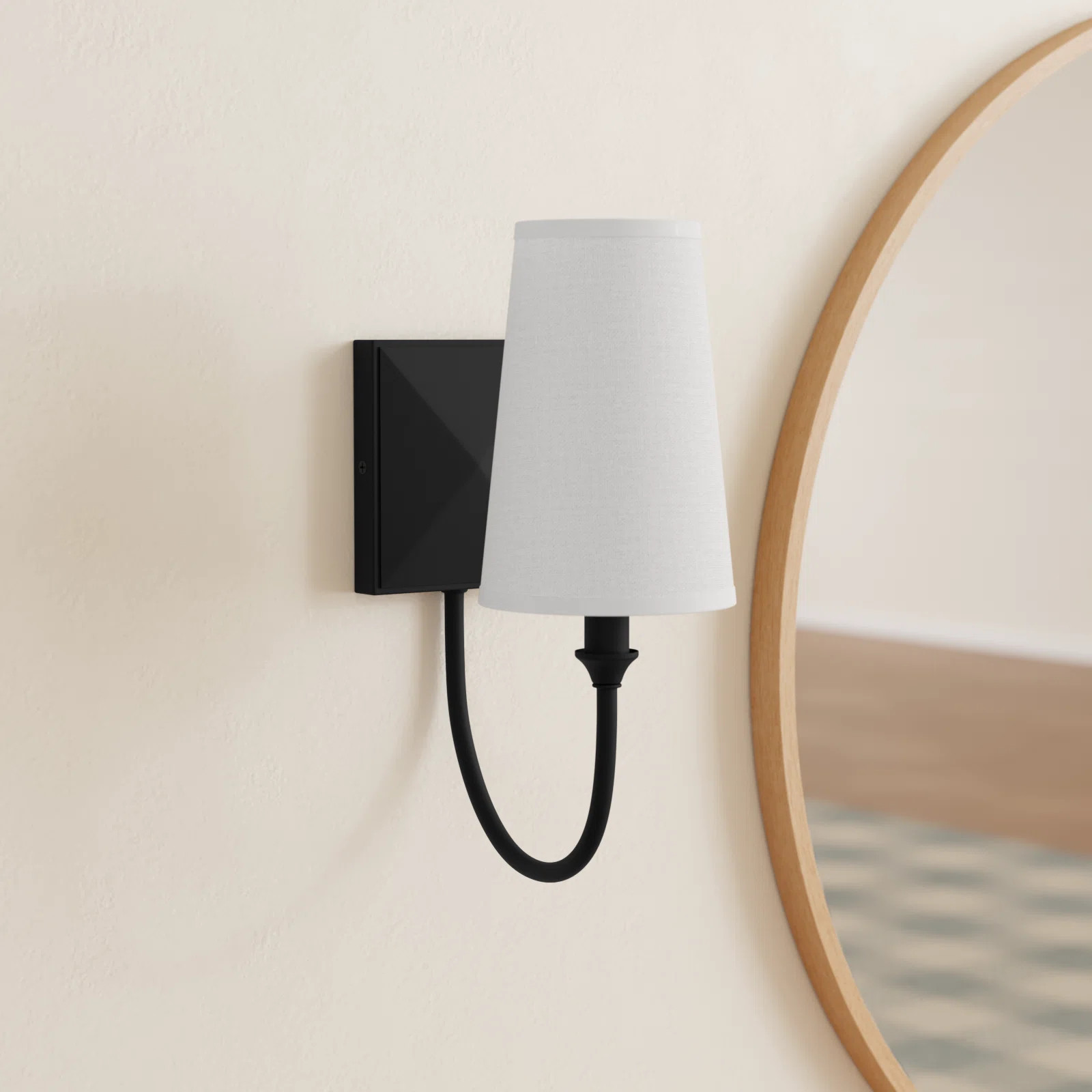 Alata 1 - Light Dimmable Armed Sconce in Matte Black | Wayfair North America