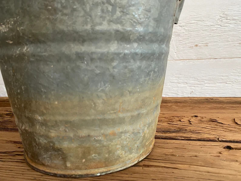 Vintage Galvanized Metal Bucket With Handle | Etsy Canada | Etsy (CAD)
