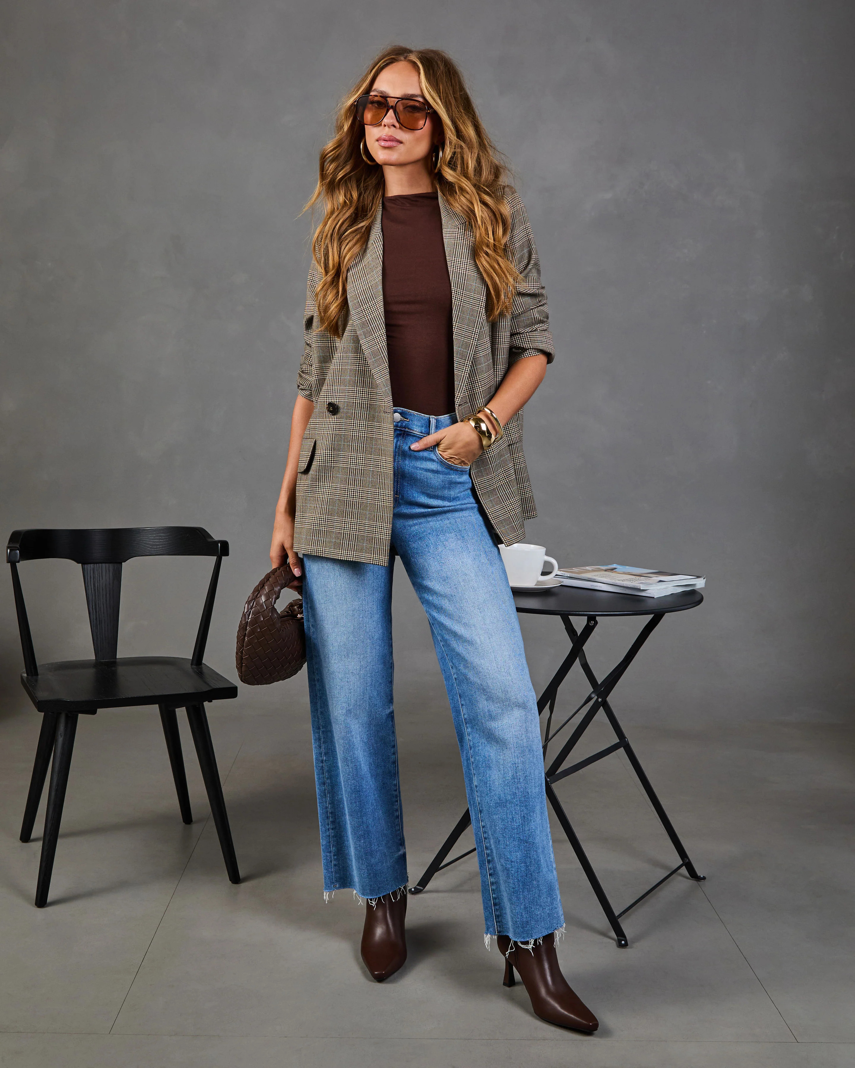 Elenora Plaid Double Breasted Blazer | VICI