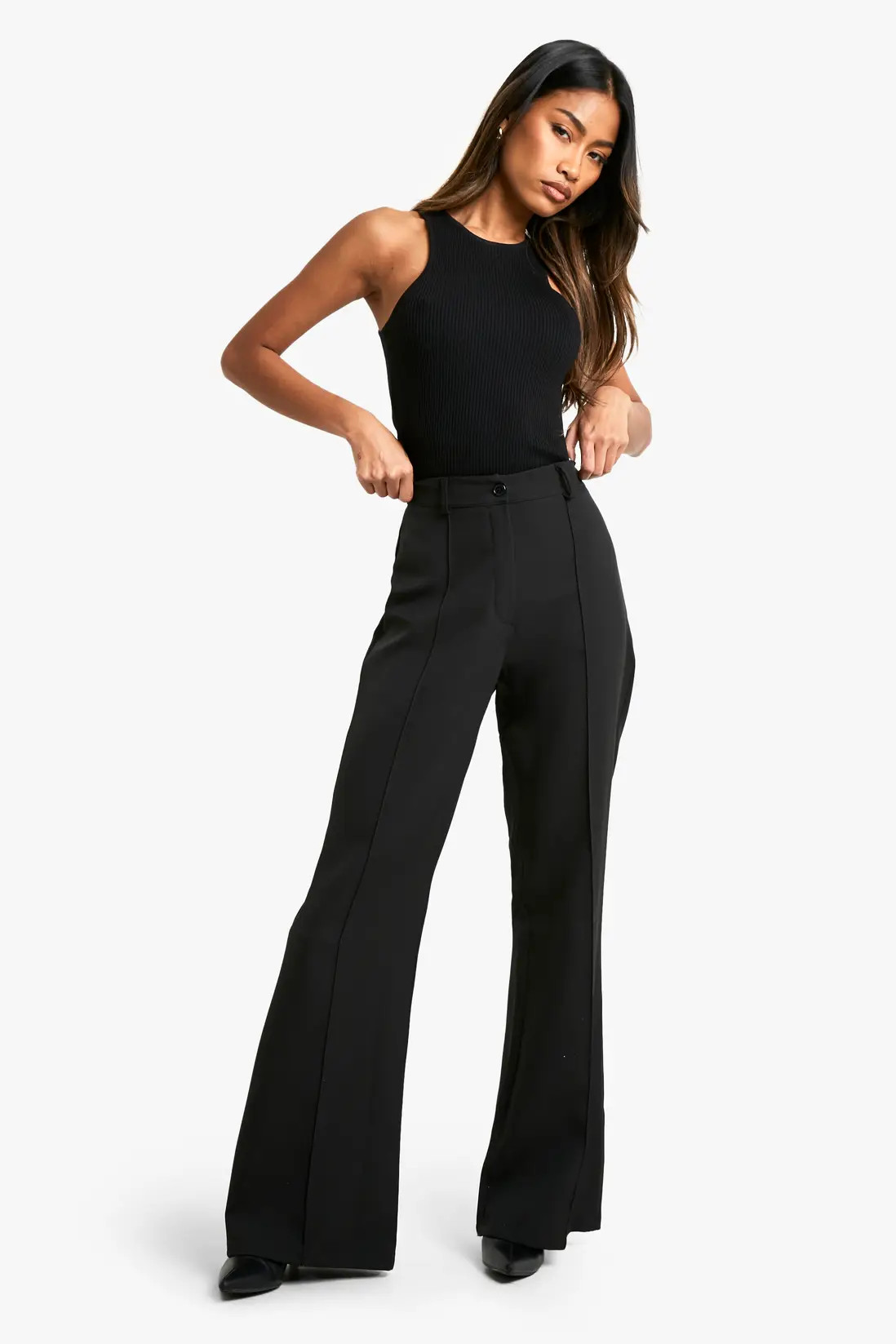 Woven Seam Detail Flare Trouser | Boohoo.com (UK & IE)