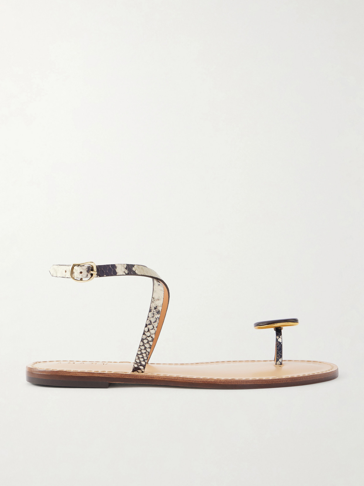 AMANU - The Kigali Embellished Snake-effect Leather Flats - Animal Print | NET-A-PORTER (US)
